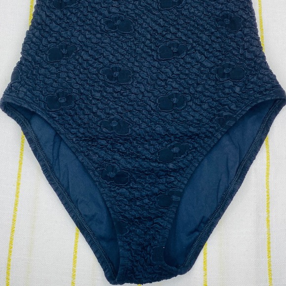 La Blanca Black One Piece Halter Swimsuit Womens 10 Tonal Floral Slimming Retro - Picture 3 of 9